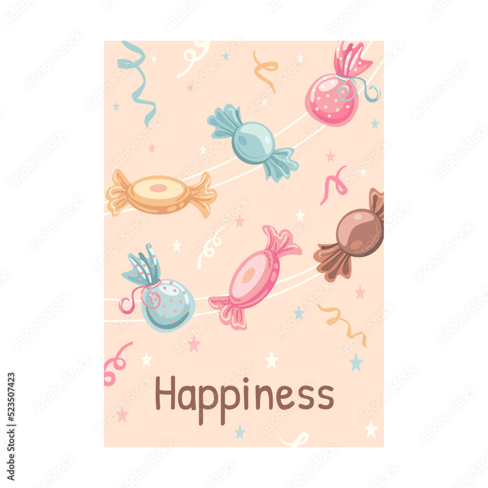 Candies, donuts, ice cream, cupcake vector illustrations with text. Food and dessert concept for flyers and brochures design. Sweets poster Candies, donuts, ice cream, cupcake vector illustrations with text. Food and dessert concept for flyers and brochures design. Sweets poster