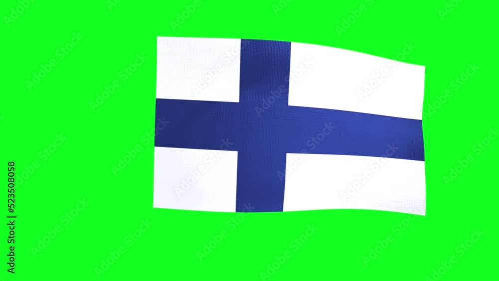 The national flag of Finland on green screen. 3D animation. 4K The national flag of Finland on green screen. 3D animation. 4K