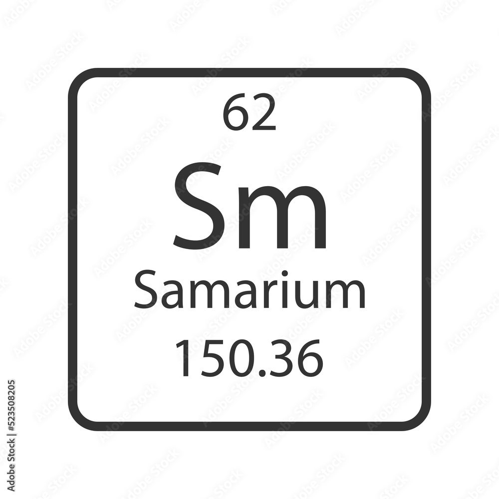 Samarium symbol. Chemical element of the periodic table. Vector illustration. Samarium symbol. Chemical element of the periodic table. Vector illustration.