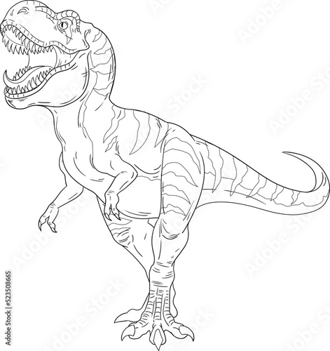 Roaring tyrannosaurus. Vector outline for coloring book