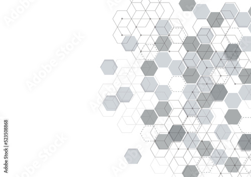 Vector Abstract background hexagons design. 3d science futuristic energy technology. Hi-tech digital concept