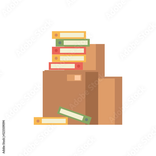 Packed cardboard boxes with personal stuff, plants, home decoration and furniture isolated flat cartoon of pack with things. Vector relocation or moving in home or office, belongings in packages