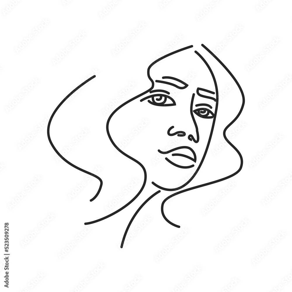 Woman face doodle in abstract design, trendy. Vector beautiful portrait, abstract doodle modern fashion vogue face with hairstyle. Lady head beauty minimalist, print graphics design style Woman face doodle in abstract design, trendy. Vector beautiful portrait, abstract doodle modern fashion vogue face with hairstyle. Lady head beauty minimalist, print graphics design style