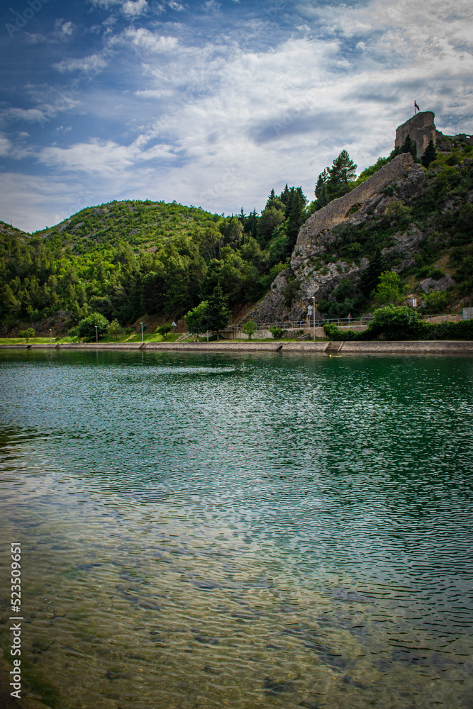 Obrovac Caste on the rock, Zrmanja River, Croatia, Europe Obrovac Caste on the rock, Zrmanja River, Croatia, Europe