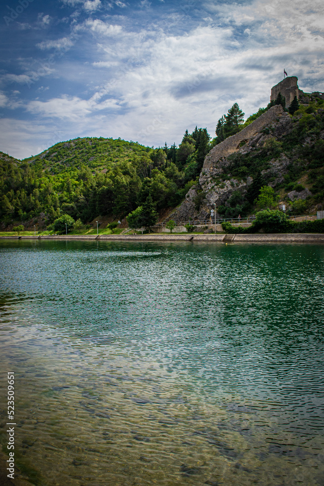 Obrovac Caste on the rock, Zrmanja River, Croatia, Europe