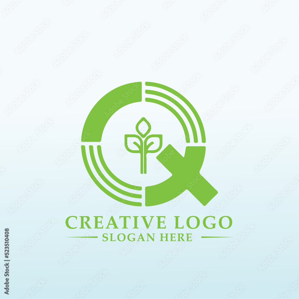 hemp energy vector logo design idea letter Q hemp energy vector logo design idea letter Q