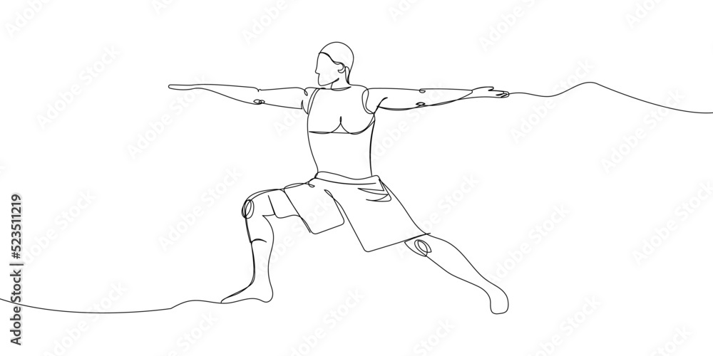 Man doing yoga one line art. Continuous line drawing sports, fitness, physical education, athletics, asanas, strength, athletic body, athlete, guy, gym, sexy body.