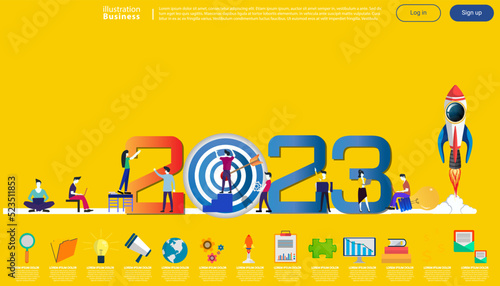 Happy new year  2023  - idea and concept think Creativity modern Idea and Concept illustration vector.