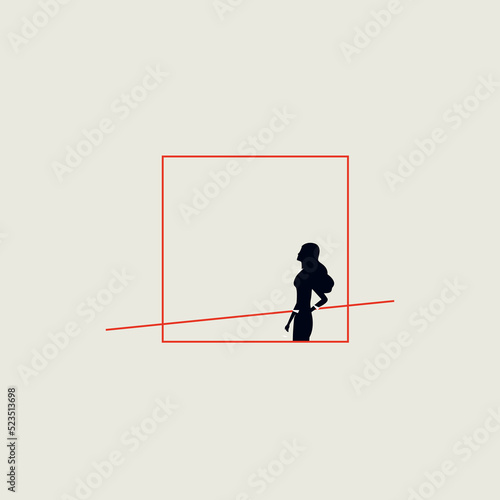 Business woman ambition, dream vector concept. Symbol of aspiration, motivation, challenge. Minimal illustration.