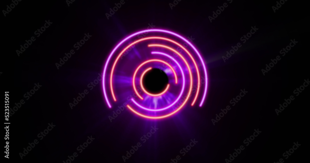 Image of glowing pink and purple circles over black background Image of glowing pink and purple circles over black background