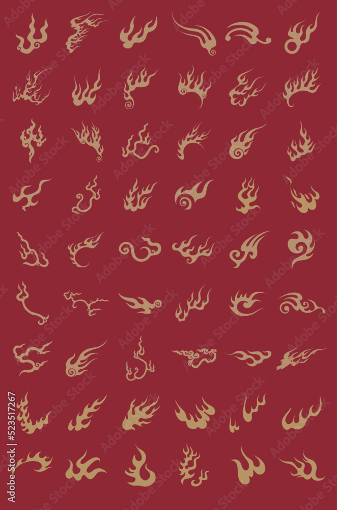 element Chinese fire , cloud , japan cloud element Chinese fire , cloud , japan cloud