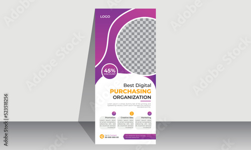 Business Roll up banner stand template design, Corporate stand roll up banner layout, promotional banner, pull up banner.