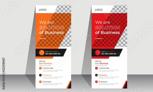 Business Roll up banner stand template design, Corporate stand roll up banner layout, promotional banner, pull up banner.