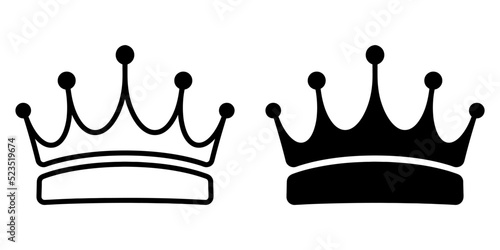 ofvs95 OutlineFilledVectorSign ofvs - crown icon . isolated transparent . king sign . queen concept . black outline and filled version . AI 10 / EPS 10 . g11405