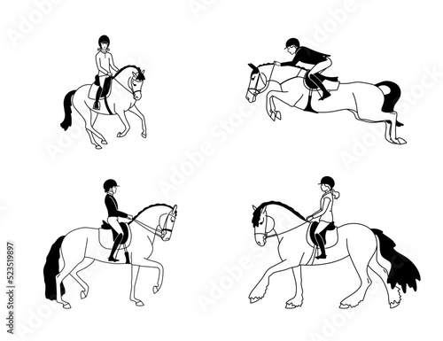 Different directions of hobby horses, big and small horses