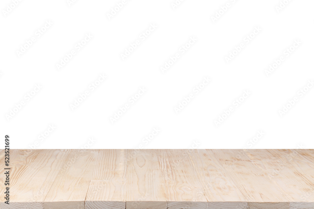 Fototapeta premium Empty clean wooden surface isolated on white