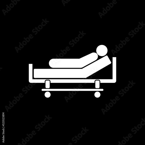 Hospital bed, medical room icon isolated on dark 
 background