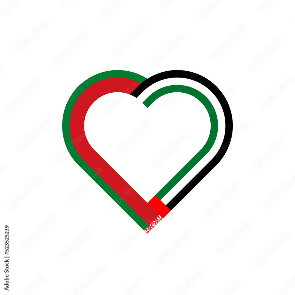 unity concept. heart ribbon icon of belarus and united arab emirates flags. vector illustration isolated on white background unity concept. heart ribbon icon of belarus and united arab emirates flags. vector illustration isolated on white background