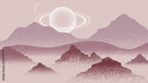 Futuristic landscape, with noise texture . fantasy landscape .Vector illustration