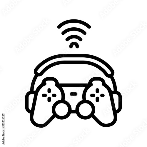 Game streaming line icon. Online promotion