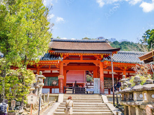 Naishimon gate  Kasuga Taisha shrine  a UNESCO World Heritage Site as part of the  Historic Monuments of Ancient Nara   Japan