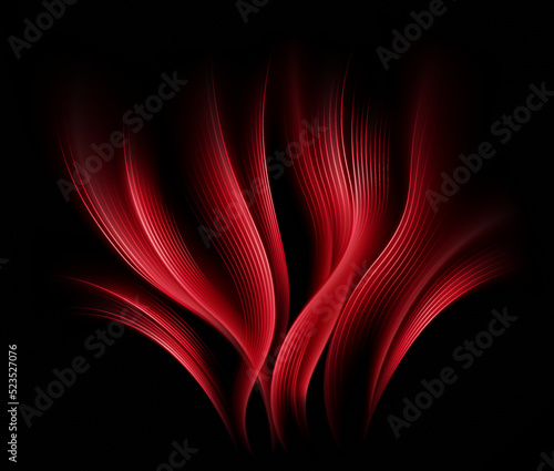 Warming red waves. Hot air flow. Magic light effect