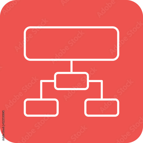 Hierarchical Structure Multicolor Round Corner Line Inverted Icon