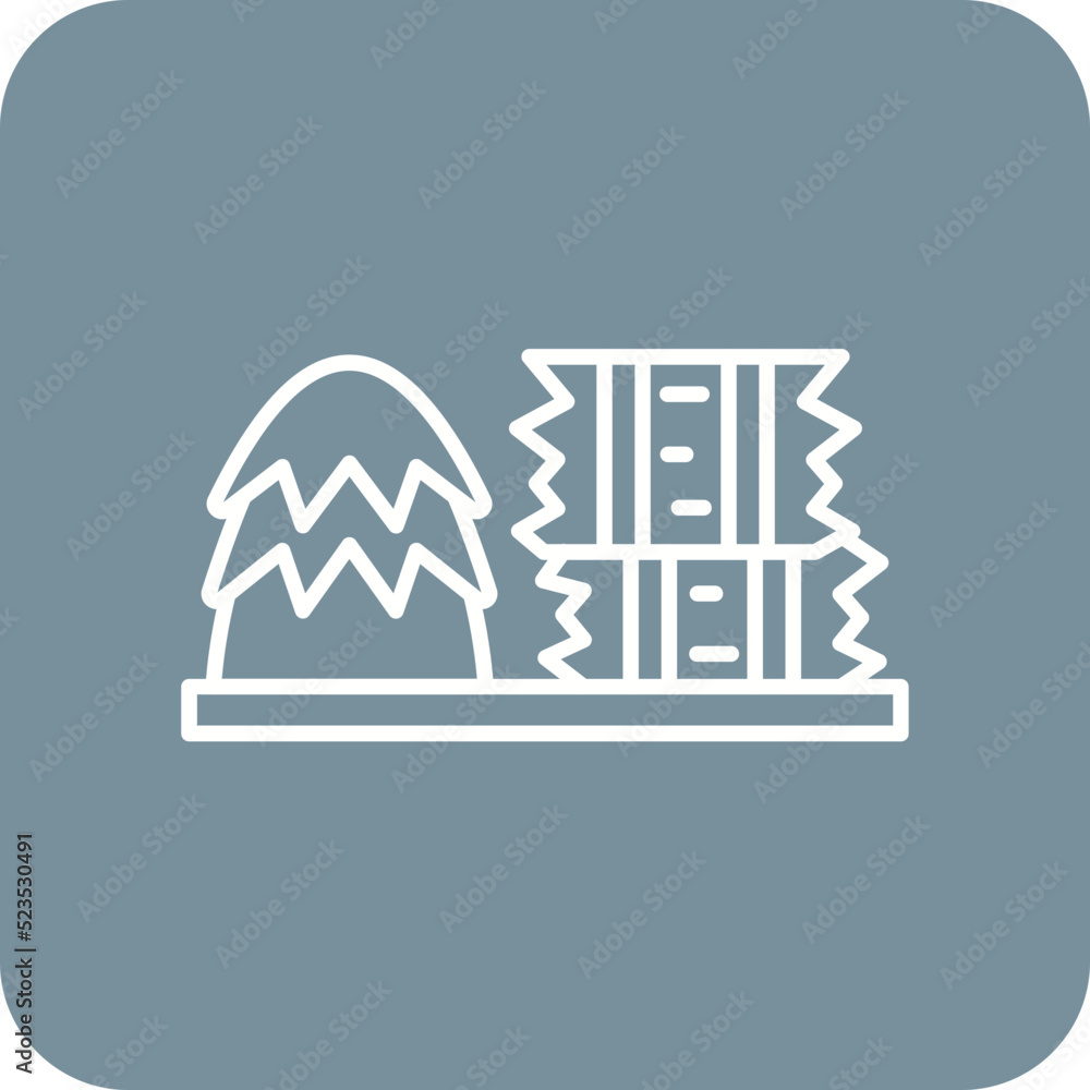 Fototapeta premium Hay Bale Multicolor Round Corner Line Inverted Icon