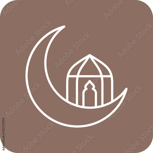 Moon Multicolor Round Corner Line Inverted Icon
