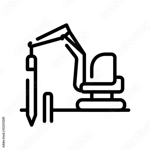 Foundation erection in the house line icon. Building construction