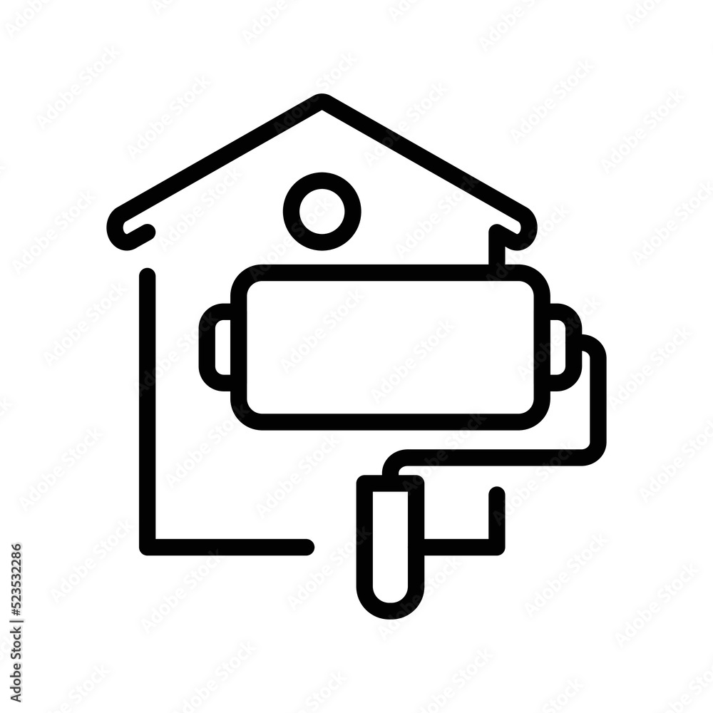 Painting the facade black line icon. Pictogram for web page Painting the facade black line icon. Pictogram for web page