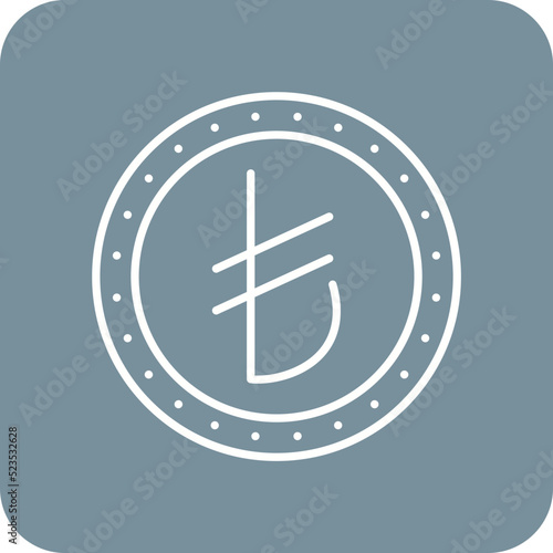 Turkish Lira Multicolor Round Corner Line Inverted Icon