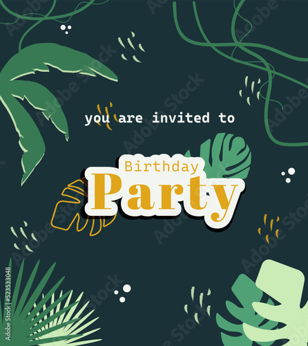 summer birthday invation tropical dark version