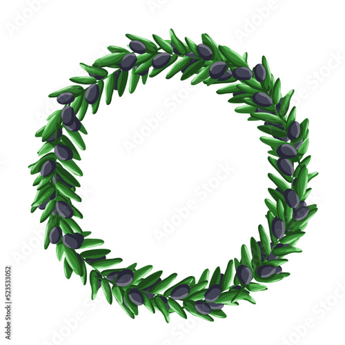 Olive branch circle frame in cartoon frame