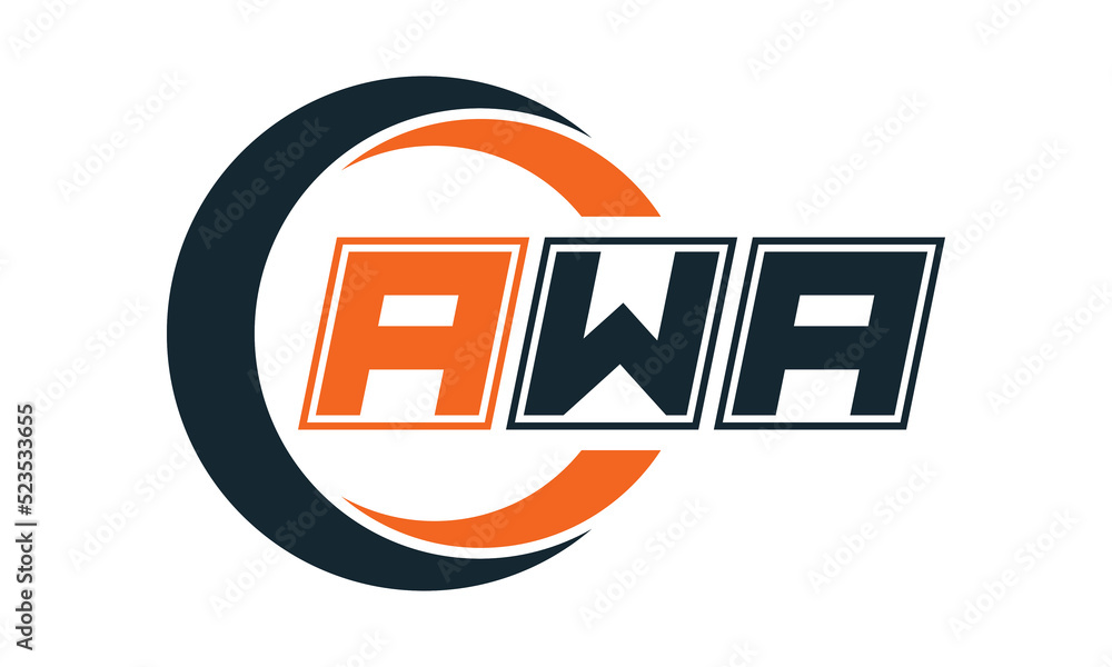 AWA three-letter circle logo design. custom font logo vector template | abstract logo | word mark logo | letter mark logo | business logo | minimalist logo | font logo | - obrazy, fototapety, plakaty 