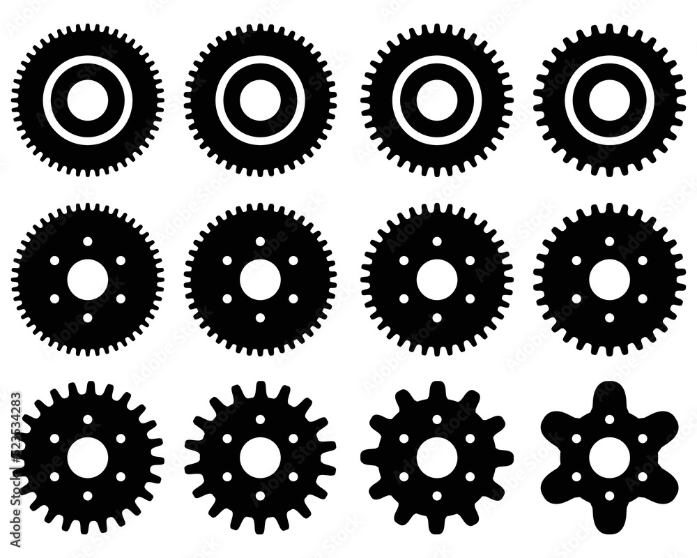 Black silhouettes of different circular saw blades Black silhouettes of different circular saw blades