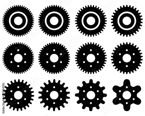 Black silhouettes of different circular saw blades