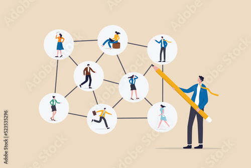 People networking for business opportunity, connect with team or friends, social media or business connection for success concept, businessman connecting line with chart or business people community.