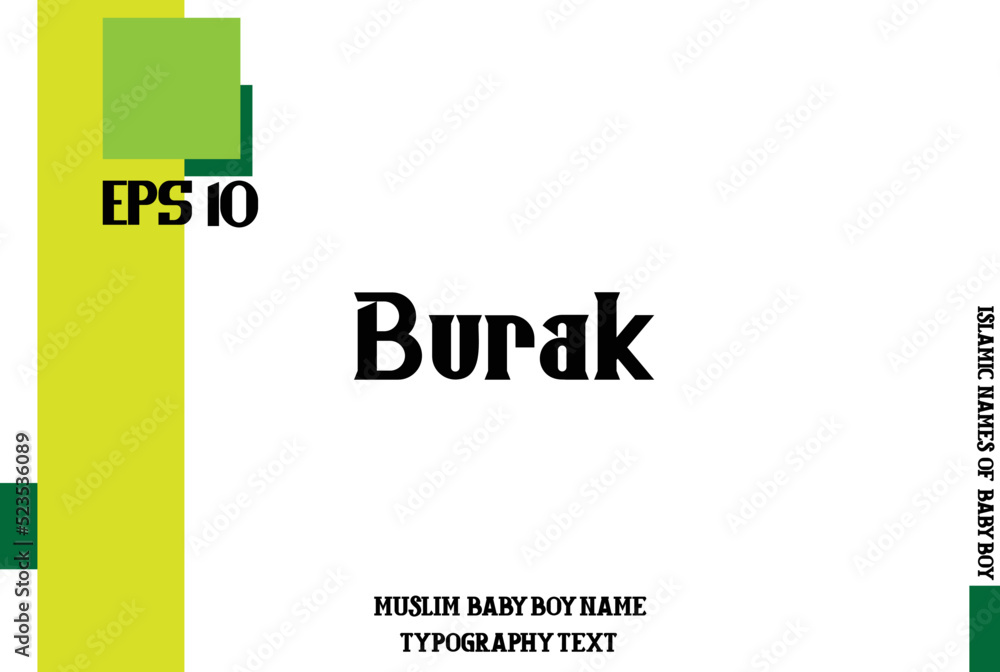 Typography Text of Baby Boy Arabic Name Burak
