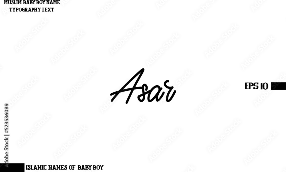 Stylish Calligraphy Text Muslim Men's Name  Asar