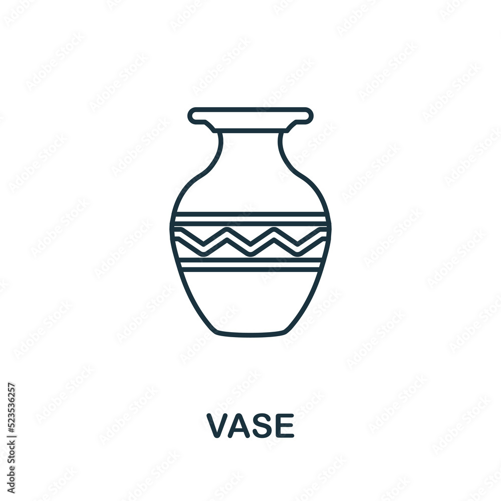 Vase line icon. Monochrome simple Vase outline icon for templates, web design and infographics Vase line icon. Monochrome simple Vase outline icon for templates, web design and infographics