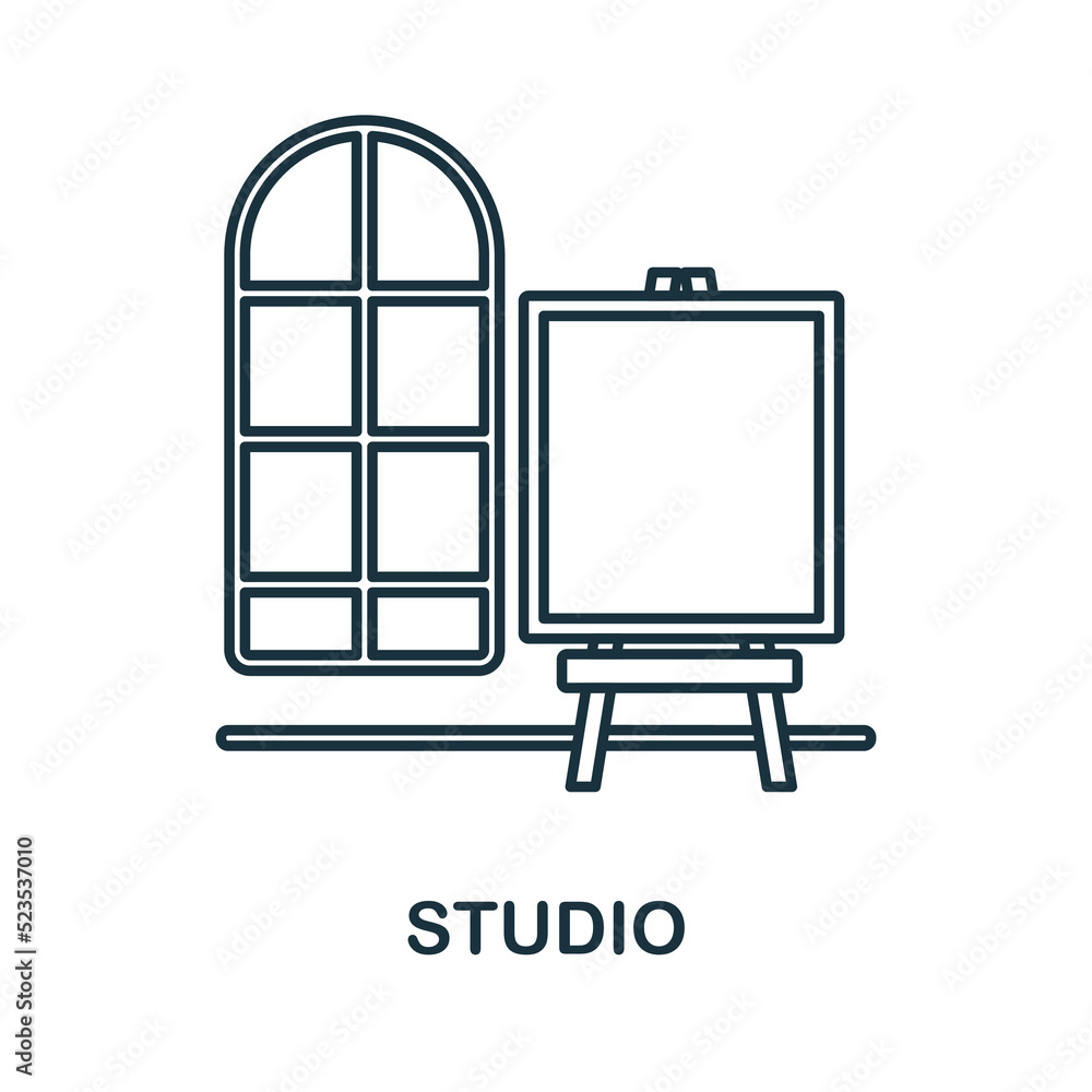 Studio line icon. Monochrome simple Studio outline icon for templates, web design and infographics Studio line icon. Monochrome simple Studio outline icon for templates, web design and infographics