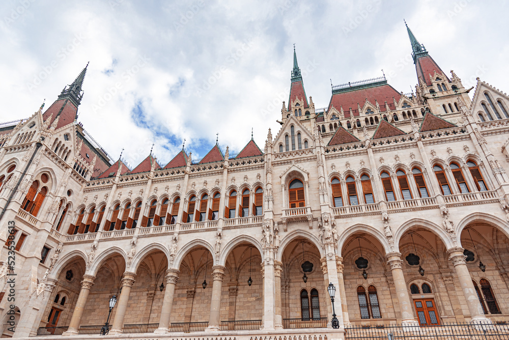 Parliament building in Budapest. Hungary. The building of the Hungarian Parliament is located on the banks of the Danube River, in the center of Budapest.