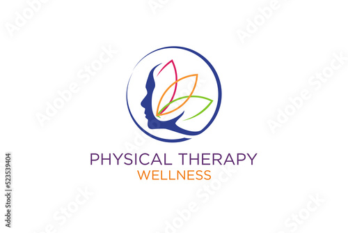 Physical therapy head face logo design artificial intelligence icon illustration spa massage medical 