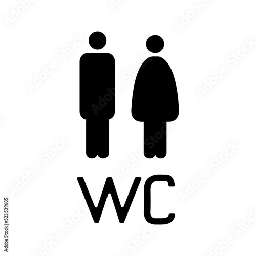 Wayfinding vector signs. Wc toilet signs. Black silhouettes of man, woman, man in a wheelchair. WC navigation vector set