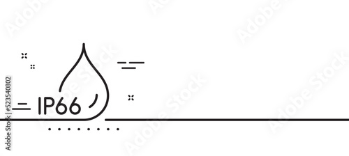 Waterproof line icon. Water resistant ip66 sign. Drop protection symbol. Minimal line illustration background. Waterproof line icon pattern banner. White web template concept. Vector