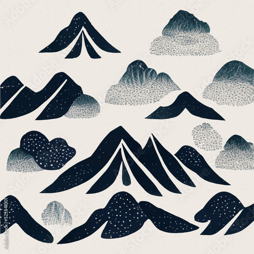 イラスト素材:かわいい山の手描きパターン