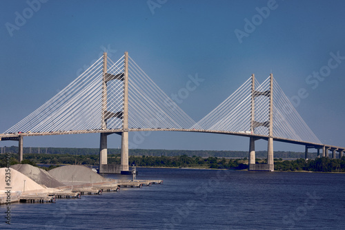 Dames Point Bridge against the clear blue skies in Jacksonville Florida