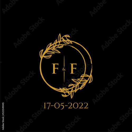 FF initial monogram wedding with creative circle line