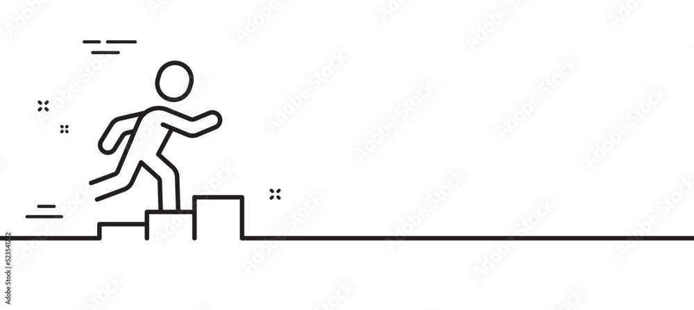 Leader run line icon. Person running sign. Business growth symbol. Minimal line illustration background. Leader run line icon pattern banner. White web template concept. Vector Leader run line icon. Person running sign. Business growth symbol. Minimal line illustration background. Leader run line icon pattern banner. White web template concept. Vector